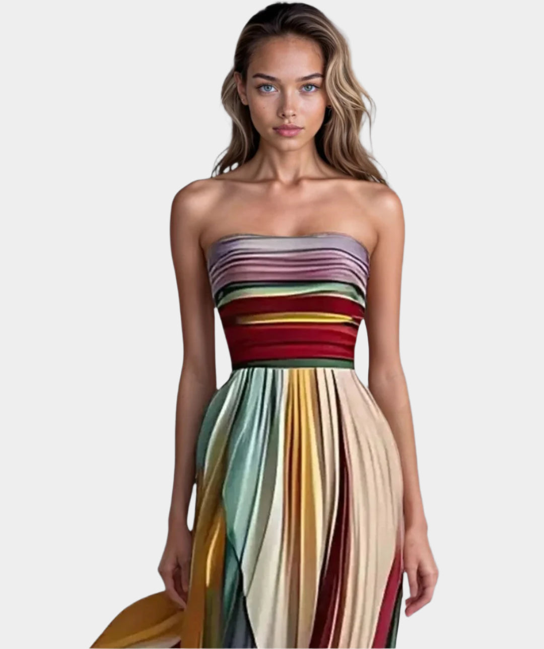 Robe bustier colorée pour femme – Tenue de soirée trapèze d'été