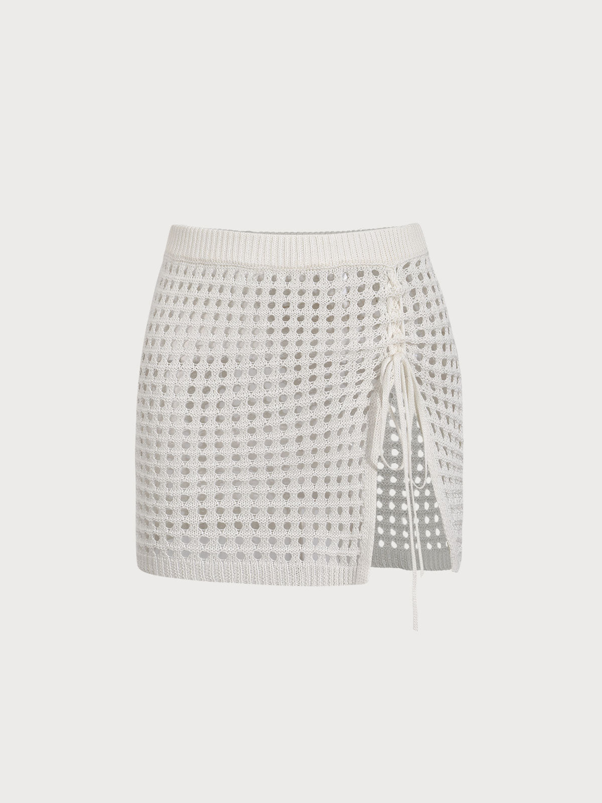 Mesh skirt with drawstring crochet beach cover-up